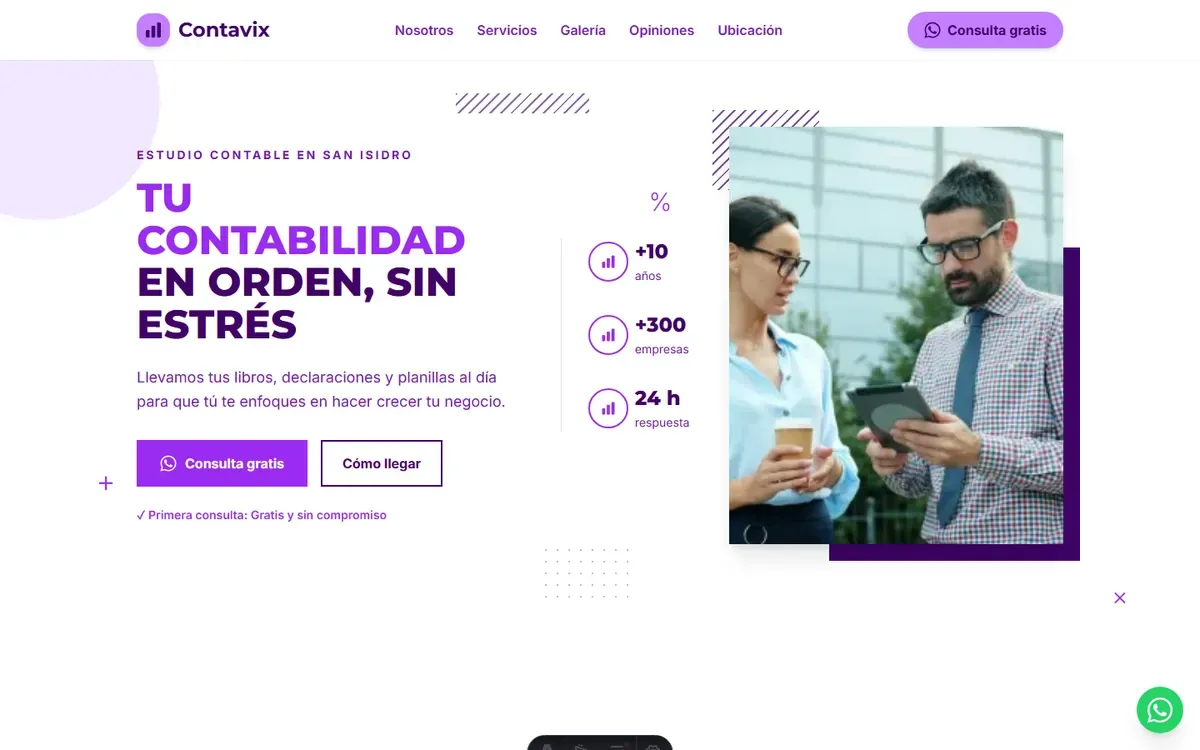 Página web de Contavix, estudio contable
